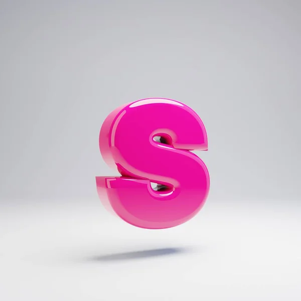 Volumetric Glossy Pink Lowercase Letter Isolated White Background Rendered Alphabet — Stock Photo, Image