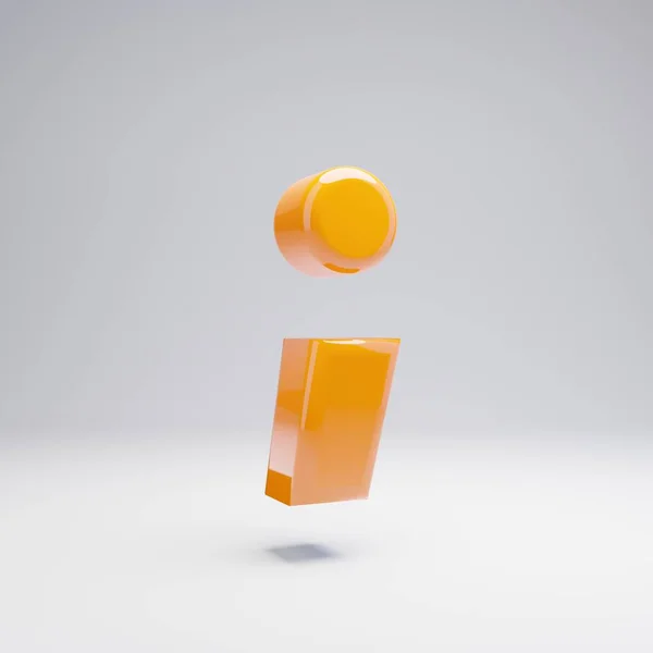 ボリューム光沢のあるホットオレンジセミコロンシンボルは 白い背景に分離されています レンダリングアルファベット バナー ポスター カバー ロゴデザインテンプレート要素のためのモダンフォント — ストック写真