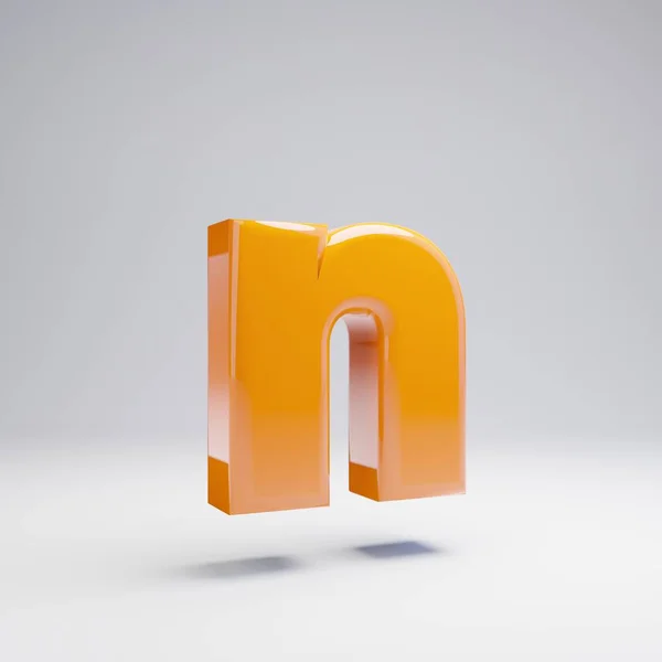 Volumetric Glossy Hot Orange Lowercase Letter Isolated White Background Rendered — Stock Photo, Image