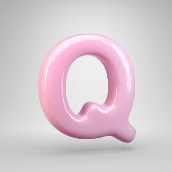 泡泡糖粉红色字母Q大写隔离在白色背景上 呈现的字母表 字体设计模板元素的现代字体 — 图库照片