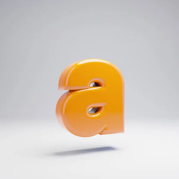 Lettre Volumétrique Orange Vif Minuscule Isolée Sur Fond Blanc Alphabet — Photo