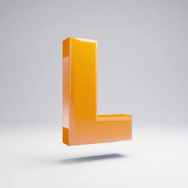 Volumetric Glossy Hot Orange Uppercase Letter Isolated White Background Rendered — Stock Photo, Image