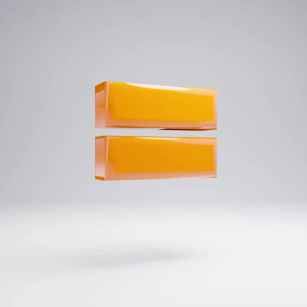 ボリューム光沢のあるホットオレンジは 白い背景に分離されたシンボルに等しいです レンダリングアルファベット バナー ポスター カバー ロゴデザインテンプレート要素のためのモダンフォント — ストック写真