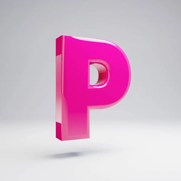 Volumetric Glossy Pink Uppercase Letter Isolated White Background Rendered Alphabet — Stock Photo, Image