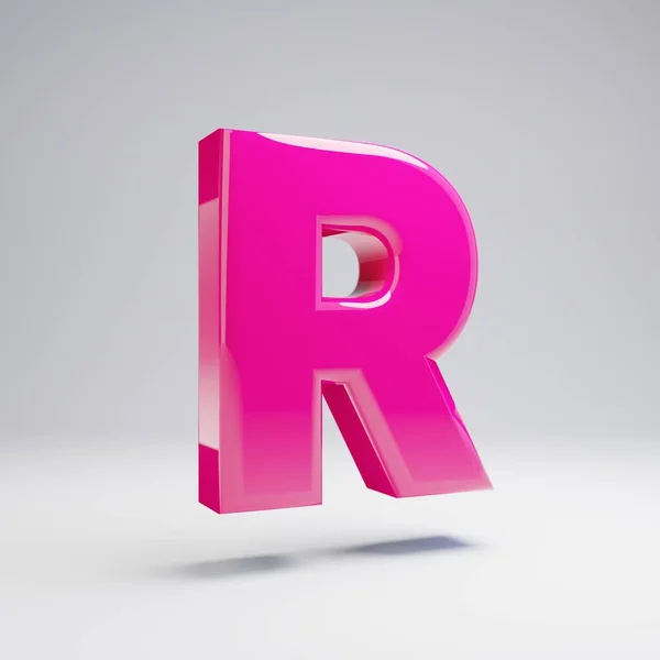 Volumetric Glossy Pink Uppercase Letter Isolated White Background Rendered Alphabet — Stock Photo, Image