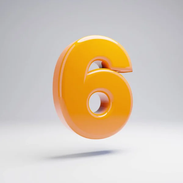 Volymetrisk Glänsande Het Orange Nummer Isolerad Vit Bakgrund Återgivna Alfabetet — Stockfoto