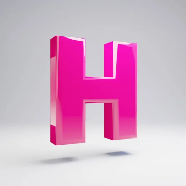 Volumetric Glossy Pink Uppercase Letter Isolated White Background Rendered Alphabet — Stock Photo, Image