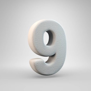 Hacimsel inşaat köpük sayısı 9 beyaz arka plan üzerinde izole. 3d işlenmiş alfabe. Afiş, poster, kapak, logo tasarımı şablon öğesi için modern yazı tipi.