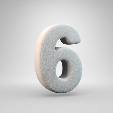 Hacimsel inşaat köpük sayısı 6 beyaz arka plan üzerinde izole. 3d işlenmiş alfabe. Afiş, poster, kapak, logo tasarımı şablon öğesi için modern yazı tipi.