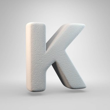 Hacimsel inşaat köpük büyük harf K beyaz arka plan üzerinde izole. 3d işlenmiş alfabe. Afiş, poster, kapak, logo tasarımı şablon öğesi için modern yazı tipi.