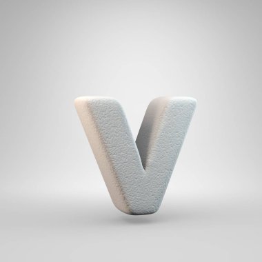 Hacimsel inşaat köpük küçük harf V beyaz arka plan üzerinde izole. 3d işlenmiş alfabe. Afiş, poster, kapak, logo tasarımı şablon öğesi için modern yazı tipi.