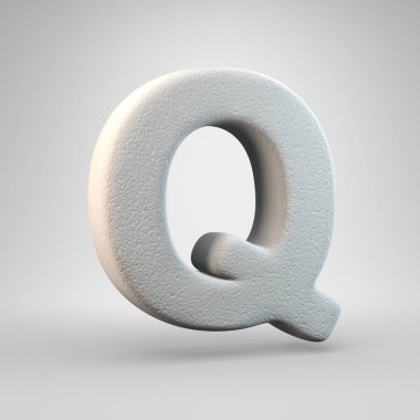 Hacimsel inşaat köpük büyük harf Q beyaz arka plan üzerinde izole. 3d işlenmiş alfabe. Afiş, poster, kapak, logo tasarımı şablon öğesi için modern yazı tipi.