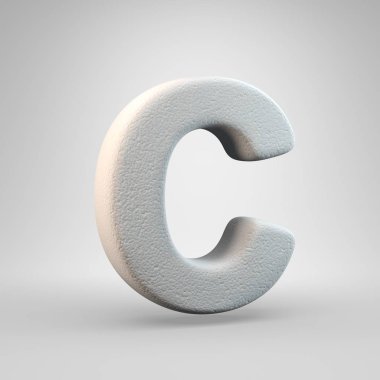 Hacimsel inşaat köpük büyük harf C beyaz arka plan üzerinde izole. 3d işlenmiş alfabe. Afiş, poster, kapak, logo tasarımı şablon öğesi için modern yazı tipi.