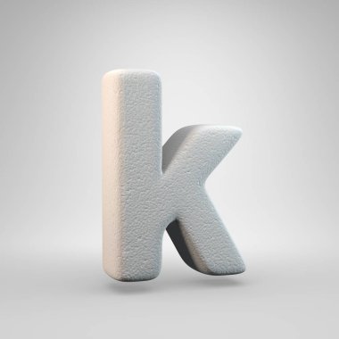 Hacimsel inşaat köpük küçük harf K beyaz arka plan üzerinde izole. 3d işlenmiş alfabe. Afiş, poster, kapak, logo tasarımı şablon öğesi için modern yazı tipi.