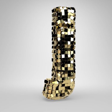 Disko topu küçük harf J beyaz arka plan üzerinde izole. 3d işlenmiş alfabe. Dans partisi afiş, poster, tasarım şablonu öğesi için modern yazı tipi.