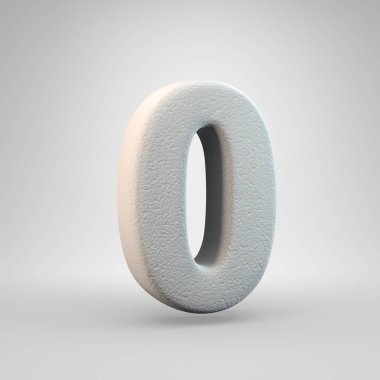 Hacimsel inşaat köpük numarası 0 beyaz arka plan üzerinde izole. 3d işlenmiş alfabe. Afiş, poster, kapak, logo tasarımı şablon öğesi için modern yazı tipi.