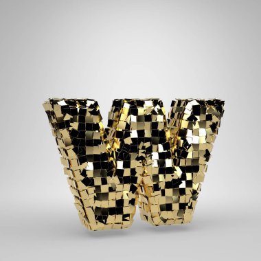 Disko topu beyaz arka plan üzerinde izole W harfi küçük harf. 3d işlenmiş alfabe. Dans partisi afiş, poster, tasarım şablonu öğesi için modern yazı tipi.