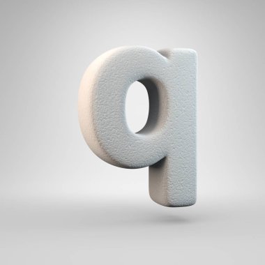 Hacimsel inşaat köpük küçük harf Q beyaz arka plan üzerinde izole. 3d işlenmiş alfabe. Afiş, poster, kapak, logo tasarımı şablon öğesi için modern yazı tipi.