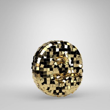 Disko topu beyaz arka planda izole e harfi küçük harf. 3d işlenmiş alfabe. Dans partisi afiş, poster, tasarım şablonu öğesi için modern yazı tipi.