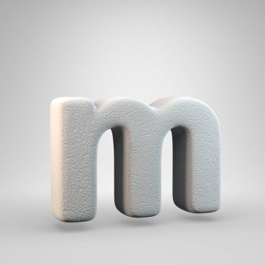 Hacimsel inşaat köpük küçük harf M beyaz arka plan üzerinde izole. 3d işlenmiş alfabe. Afiş, poster, kapak, logo tasarımı şablon öğesi için modern yazı tipi.