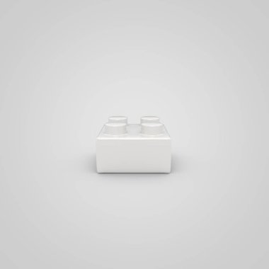 Beyaz oyuncak yapı taşı tuğla çocuklar için. Beyaz arka plan üzerinde izole 3d render renk bloğunu.
