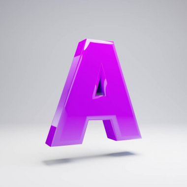 Hacimsel parlak mor büyük harf Beyaz arka plan üzerinde izole a. 3d işlenmiş alfabe. Afiş, poster, kapak, logo tasarımı şablon öğesi için modern yazı tipi.