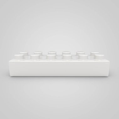 Beyaz oyuncak yapı taşı tuğla çocuklar için. Beyaz arka plan üzerinde izole 3d render renk bloğunu.