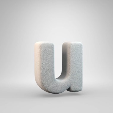 Hacimsel inşaat köpük küçük harf U beyaz arka plan üzerinde izole. 3d işlenmiş alfabe. Afiş, poster, kapak, logo tasarımı şablon öğesi için modern yazı tipi.