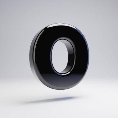 Hacimsel parlak siyah büyük harf O beyaz arka plan üzerinde izole. 3d işlenmiş alfabe. Afiş, poster, kapak, logo tasarımı şablon öğesi için modern yazı tipi.
