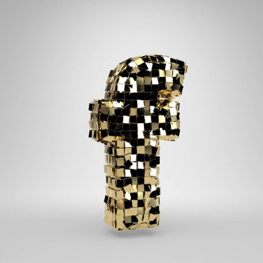 Disko topu beyaz arka plan üzerinde izole F harfi küçük harf. 3d işlenmiş alfabe. Dans partisi afiş, poster, tasarım şablonu öğesi için modern yazı tipi.