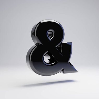 Hacimsel parlak siyah amperve sembolü beyaz arka plan üzerinde izole. 3d işlenmiş alfabe. Afiş, poster, kapak, logo tasarımı şablon öğesi için modern yazı tipi.