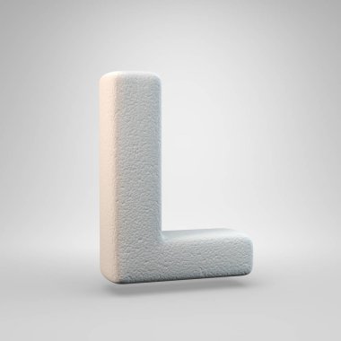 Hacimsel inşaat köpük büyük harf L beyaz arka plan üzerinde izole. 3d işlenmiş alfabe. Afiş, poster, kapak, logo tasarımı şablon öğesi için modern yazı tipi.
