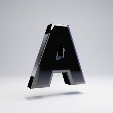 Hacimsel parlak siyah büyük harf Beyaz arka plan üzerinde izole a. 3d işlenmiş alfabe. Afiş, poster, kapak, logo tasarımı şablon öğesi için modern yazı tipi.