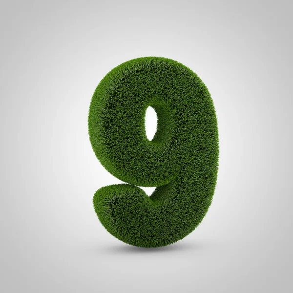 Volumetrische Groene Mos Nummer Geïsoleerd Witte Achtergrond Gerenderd Gras Alfabet — Stockfoto