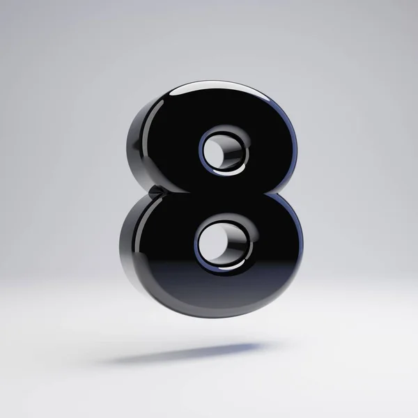 ボリューム光沢のある黒の番号8は 白い背景に隔離されています レンダリングアルファベット バナー ポスター カバー ロゴデザインテンプレート要素のためのモダンフォント — ストック写真