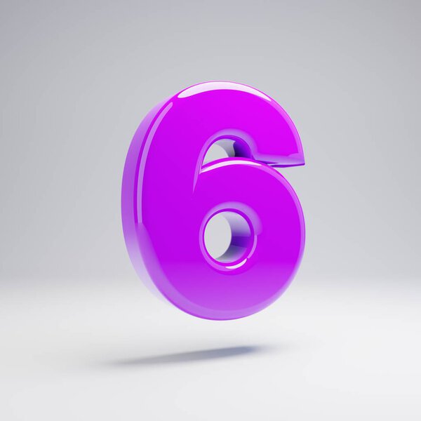 Объемный глянцевый фиолетовый номер 6 изолирован на белом фоне. 3D-рендеринг алфавита. Современный шрифт для баннера, плаката, обложки, элемента шаблона логотипа
.