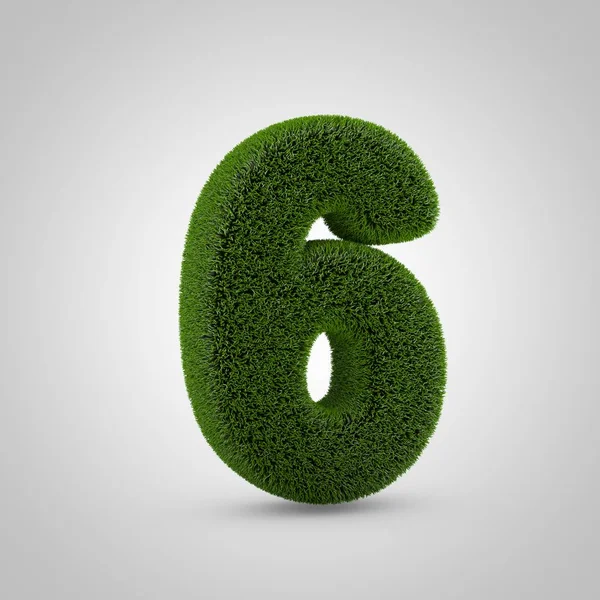 Volumetric Green Moss Number Isolated White Background Rendered Grass Alphabet — Stock Photo, Image