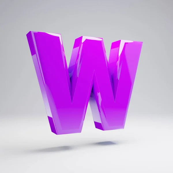 Volumetric Glossy Violet Uppercase Letter Isolated White Background Rendered Alphabet — Stock Photo, Image