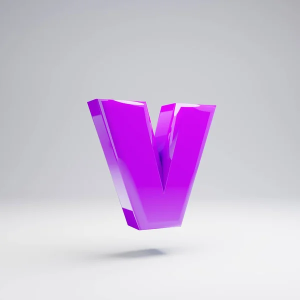 Volumetric Glossy Violet Lowercase Letter Isolated White Background Rendered Alphabet — Stock Photo, Image