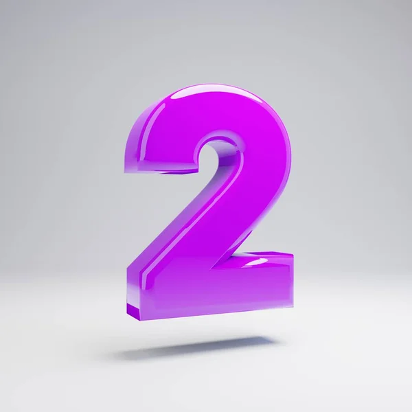 体积光泽紫色数字2隔离在白色背景上 呈现的字母表 徽标设计模板元素的现代字体 — 图库照片