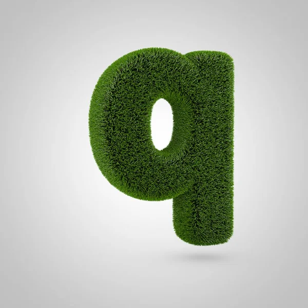 Volumetrische Groene Mos Kleine Letter Geïsoleerd Witte Achtergrond Gerenderd Gras — Stockfoto
