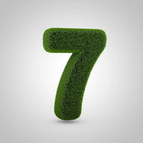 Volumetric Green Moss Number Isolated White Background Rendered Grass Alphabet — Stock Photo, Image