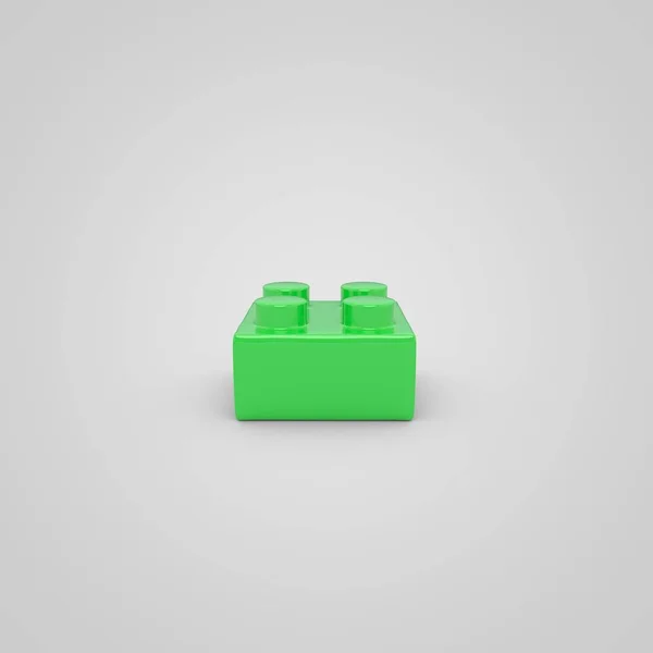 子供のため緑のおもちゃビルディング ブロック レンガ 白い背景で隔離の レンダリング色ブロック — ストック写真
