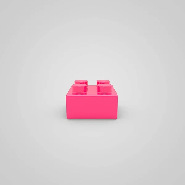 子供のためのピンクのおもちゃビルディング ブロック レンガ 白い背景で隔離の レンダリング色ブロック — ストック写真