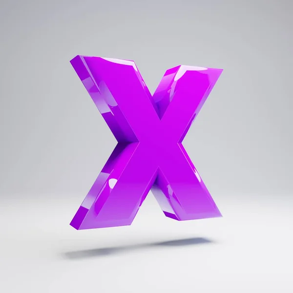 体积光泽紫色大写字母 隔离在白色背景上 呈现的字母表 徽标设计模板元素的现代字体 — 图库照片