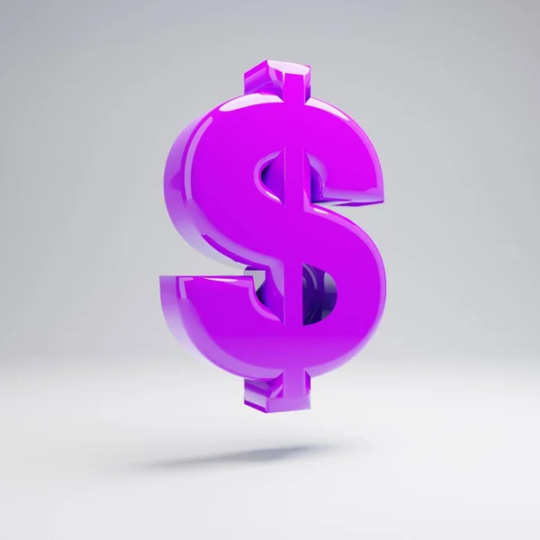 Volumetric Glossy Violet Dollar Symbol Isolated White Background Rendered Alphabet — Stock Fotó