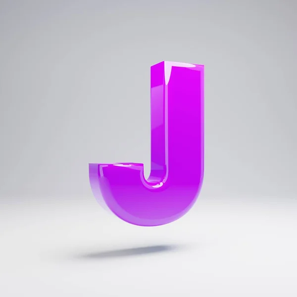 Volumetric Glossy Violet Uppercase Letter Isolated White Background Rendered Alphabet — Stock Photo, Image