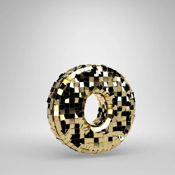 Disco ball lowercase letter O isolated on white background. 3D rendered alphabet. Modern font for dance party banner, poster, design template element.