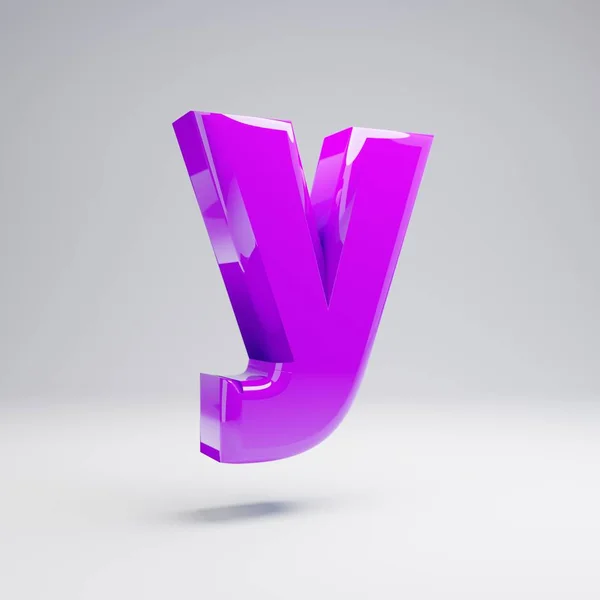 Volumétrico Brilhante Violeta Letra Minúscula Isolado Fundo Branco Alfabeto Renderizado — Fotografia de Stock