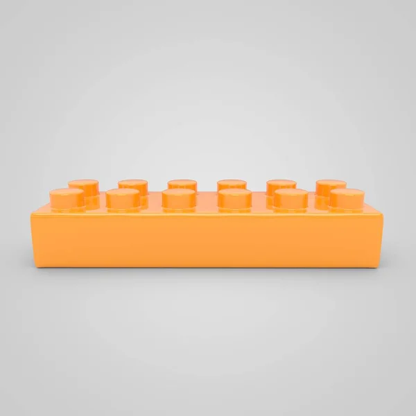 子供のためオレンジ色のおもちゃビルディング ブロック レンガ 白い背景で隔離の レンダリング色ブロック — ストック写真